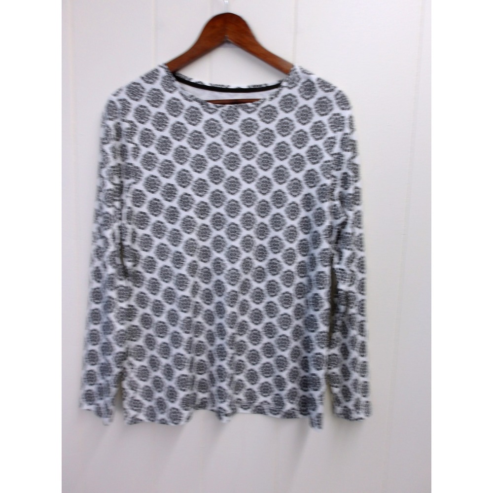 Croft & Barrow Womens‎ Black White Geometric Print Classic Tee Lg / #1079